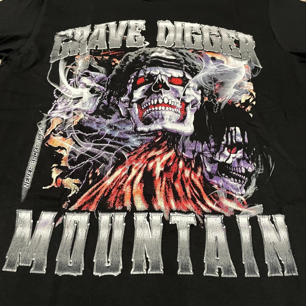 Grave Digger Mountain Never Broke Again Graphic Print Black T-Shirt
